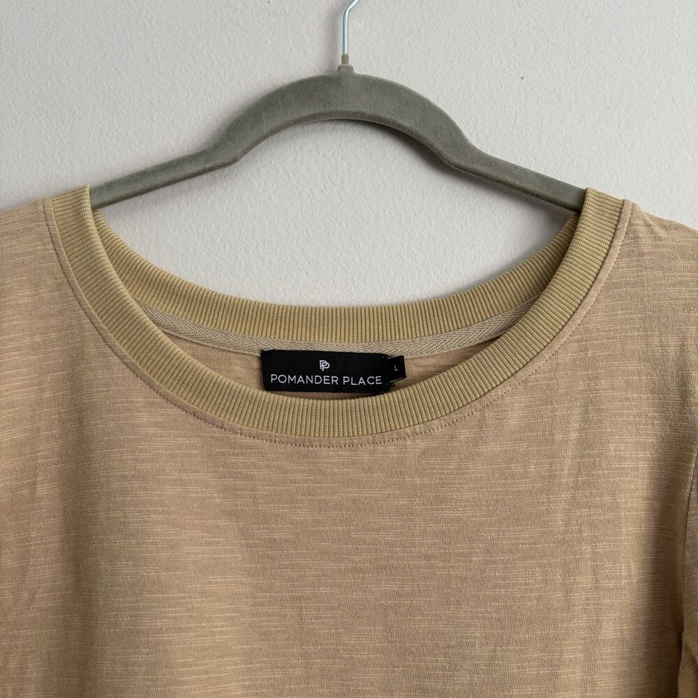 Pomander Place Tuckernuck Beige Long Puff Smocked Sleeve Blouse Size Large - Picture 2 of 7